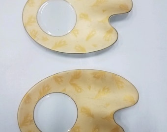 Very Rare, Artist Pallet-Shaped Saucer - GNA Fine Porcelain - Set of 2