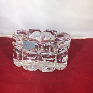 Vintage-Mikasa-Votive Holder-Candle-Glass-Clear-Germany-Glass-Sticker-Home Decor