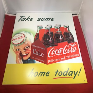 Letrero vintage de Coca Cola para llevar a casa hoy mismo. Decoración de pared.