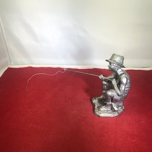 Vintage-Pewter-Michael Anthony Ricker-Figurine-Silver-Fisherman-Home Decor