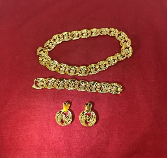 Vintage-Necklace-Bracelet-Earrings-Gold-Jewelry-A… - image 5