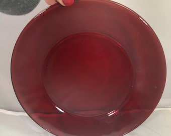 Vintage-Ruby Red-Plates-Bowl-Serving Ware-Home Decor-Glassware