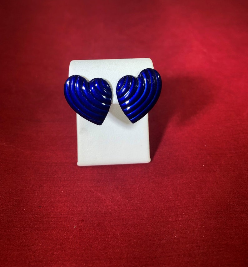 Vintage-Earrings-Stud-Blue-Hearts-Jewelry-Accessories