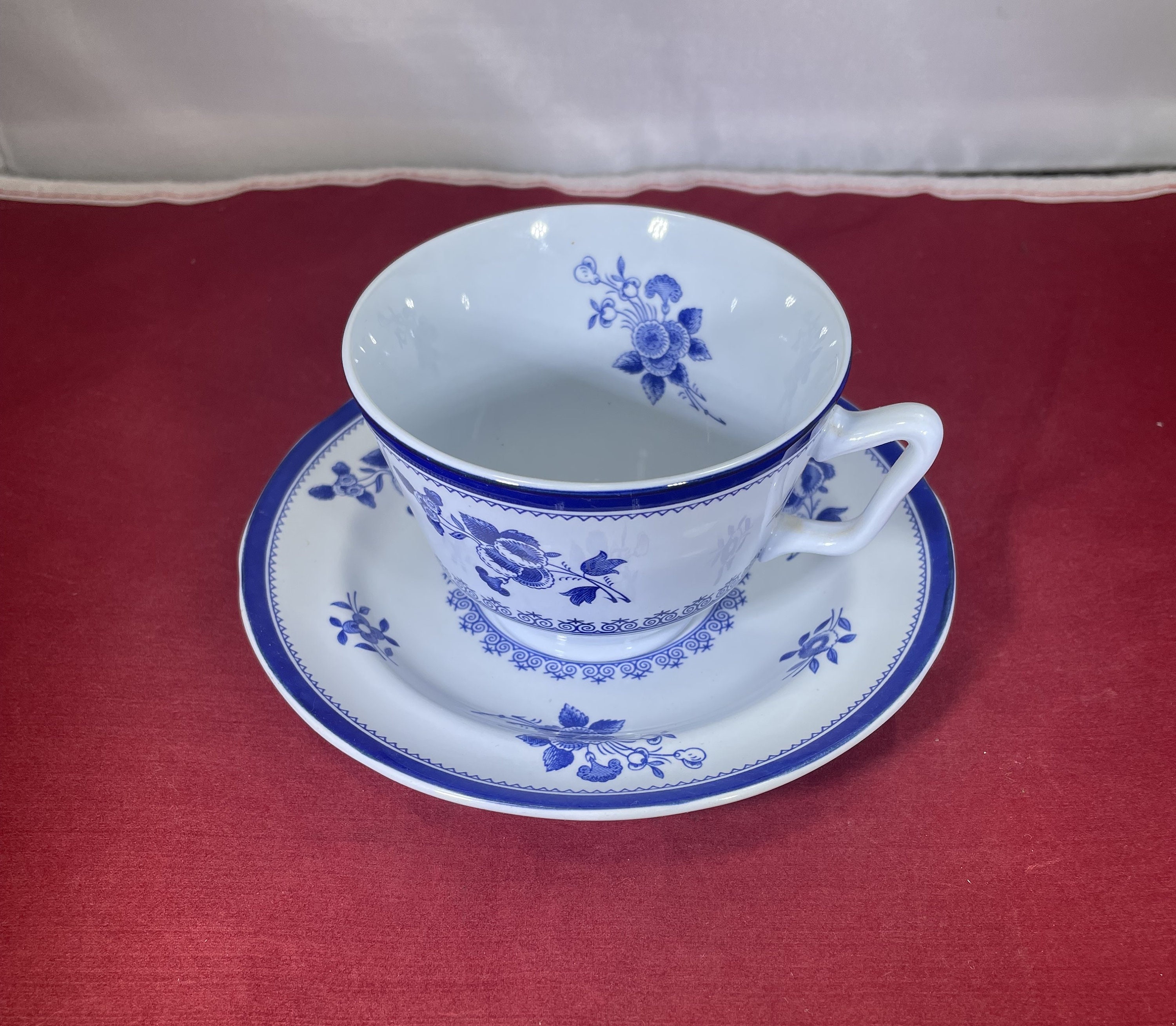 Vintage-teacup and Saucer-spode-blue and White-fine Stone-england