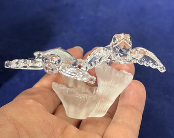 Vintage-swarovski-figurine-baby Sea Turtles-crystal-clear-frosted