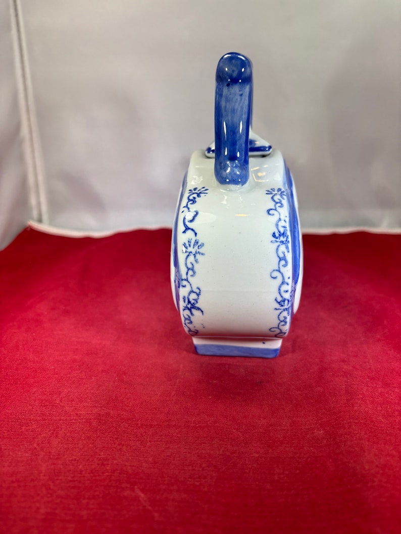Vintage-Tetera-Azul y Blanco-China-Lirio Pad-Pato-Decoración-Decoración del Hogar imagen 6