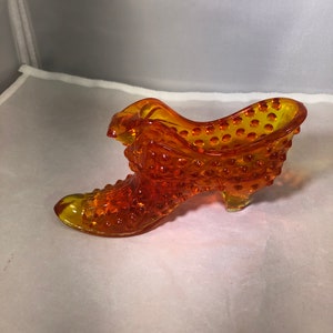 Vintage-Orange-Yellow-Shoe-Slipper-Cat Head-Hobnail-Figurine-Home Decor