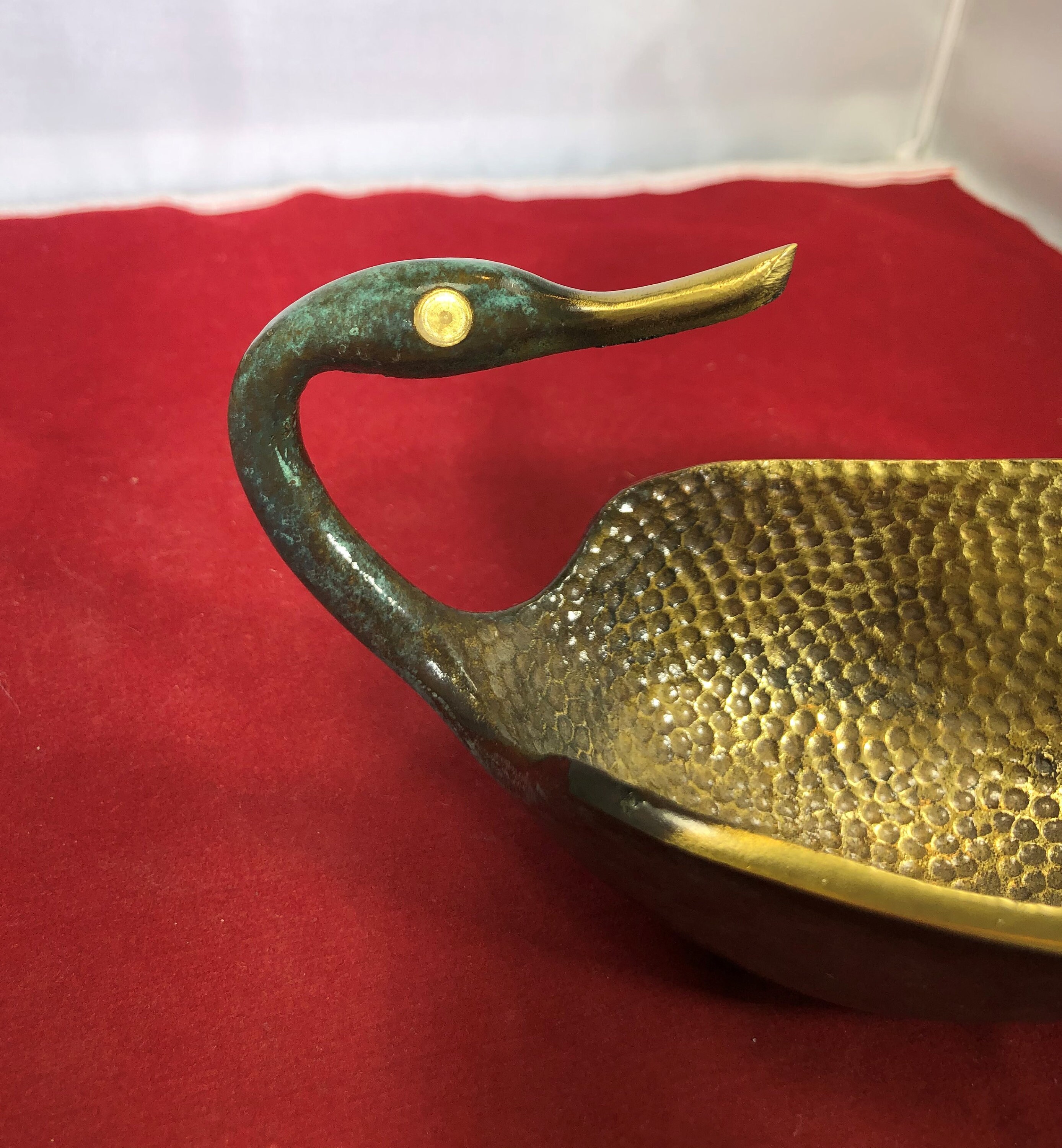 VintageBrassBlueSwanCandy DishBowlHome Decor Etsy