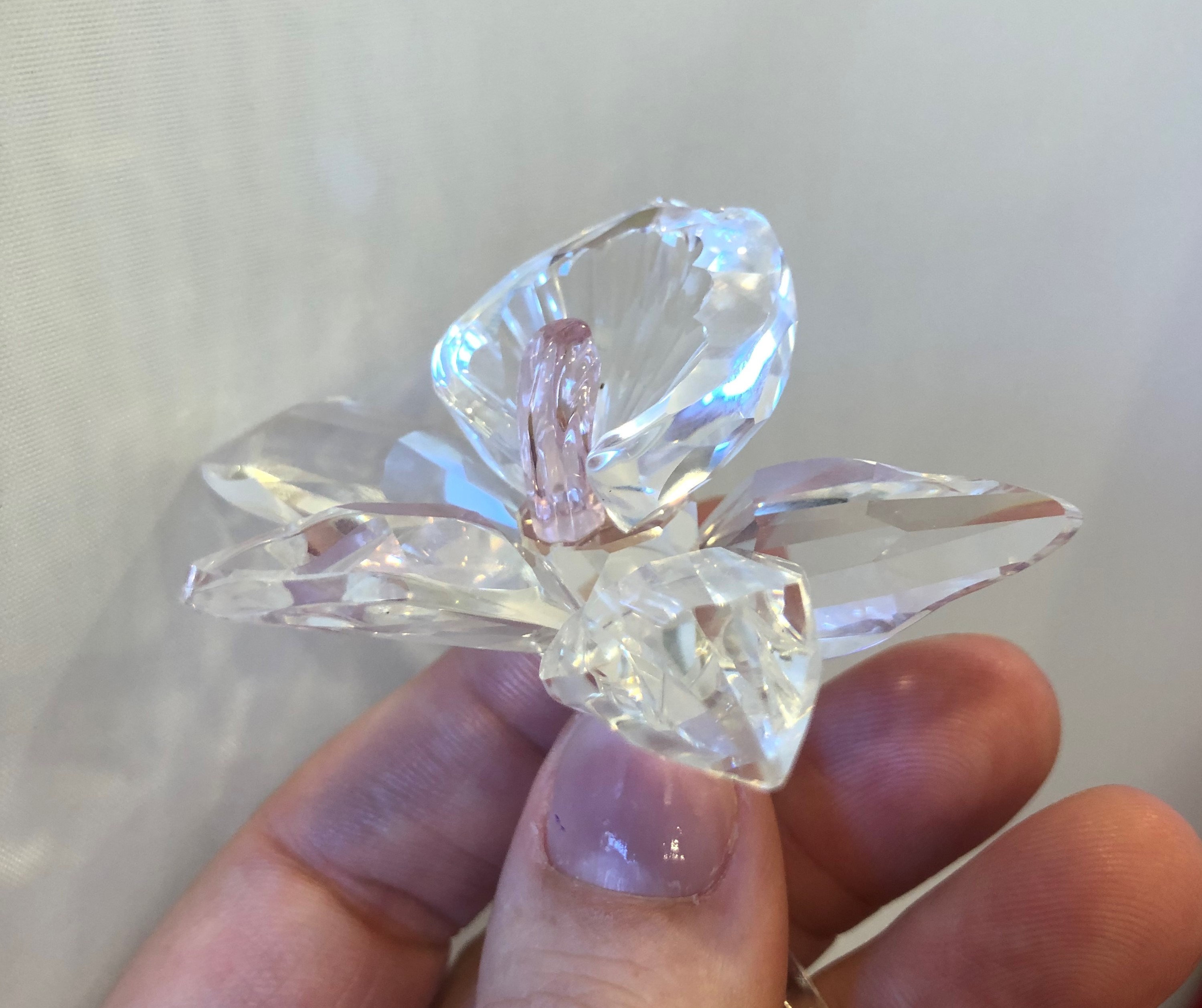 Vintage-swarovski-orchid-pink-flower-crystal-clear-figurine