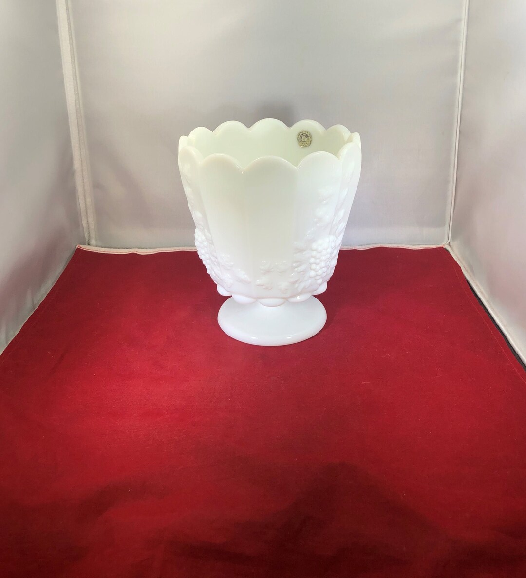 Vintagebowlpedestalwhitemilk Glasswestmorelandhandmadesticker