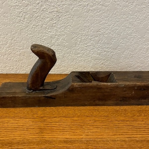 Vintage-Wood Plane-Brown-Wood-Tool-Primitive Decor