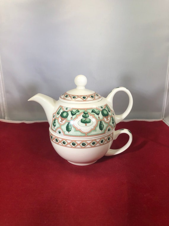 Vintage-arthur Wood-teapot-cup-green Tree-garden Teas-england-1998