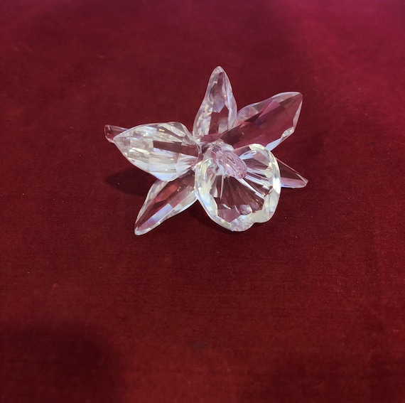 Vintage-swarovski-orchid-pink-flower-crystal-clear-figurine