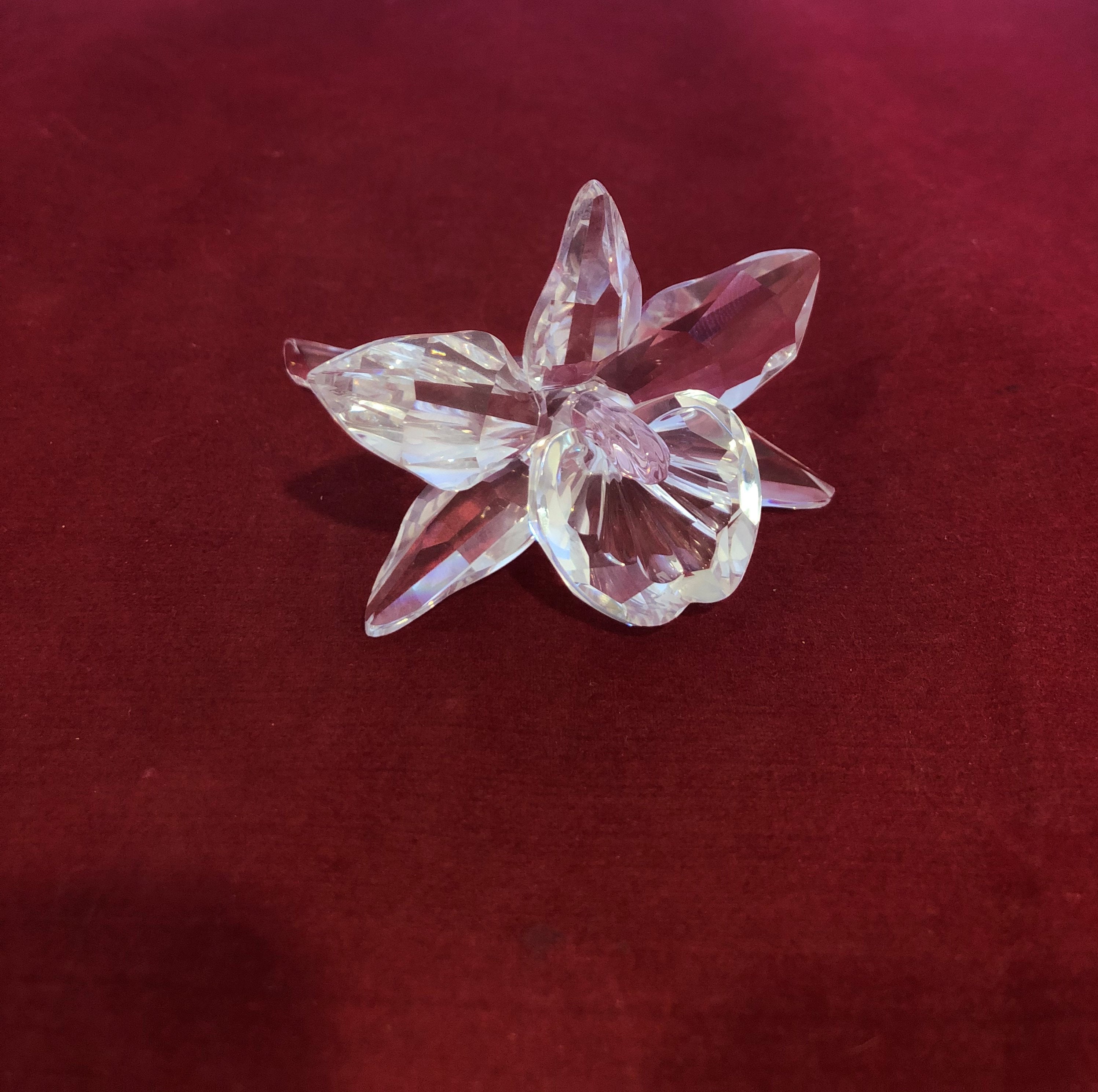 Vintage-swarovski-orchid-pink-flower-crystal-clear-figurine