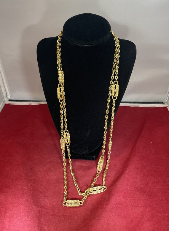 Vintage JBK Jackie Bouvier Kennedy Paperclip Double Strand Necklace |  #1889938335