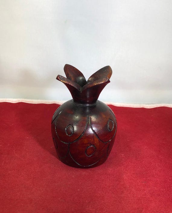 Vintage-Vase-Wood-Brown-Vase-Home Decor-Petal-Miniature