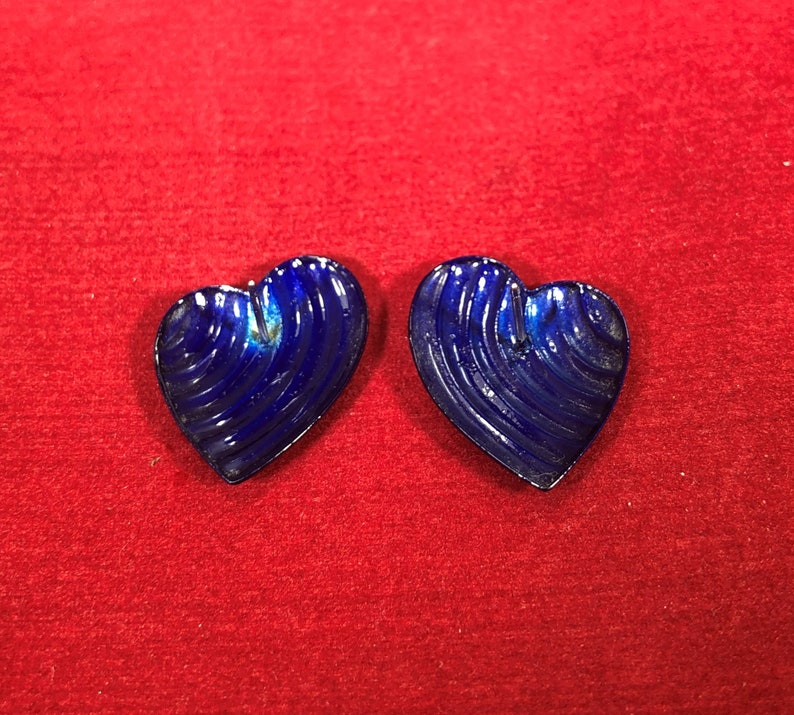 Vintage-Earrings-Stud-Blue-Hearts-Jewelry-Accessories