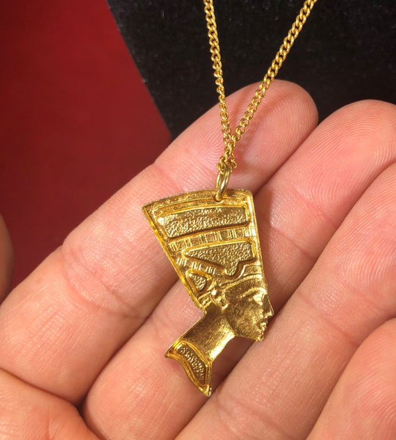 Vintage necklace egyptian Head gold black red pendant jewelry accessories Etsy Canada
