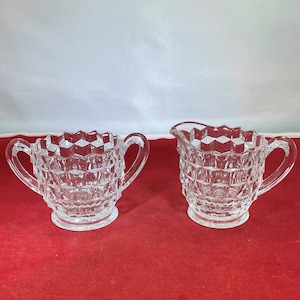 Vintage-Creamer-Sugar Dish-Clear-Glass-Fostoria-Serving Ware-Home Decor-Serving Ware