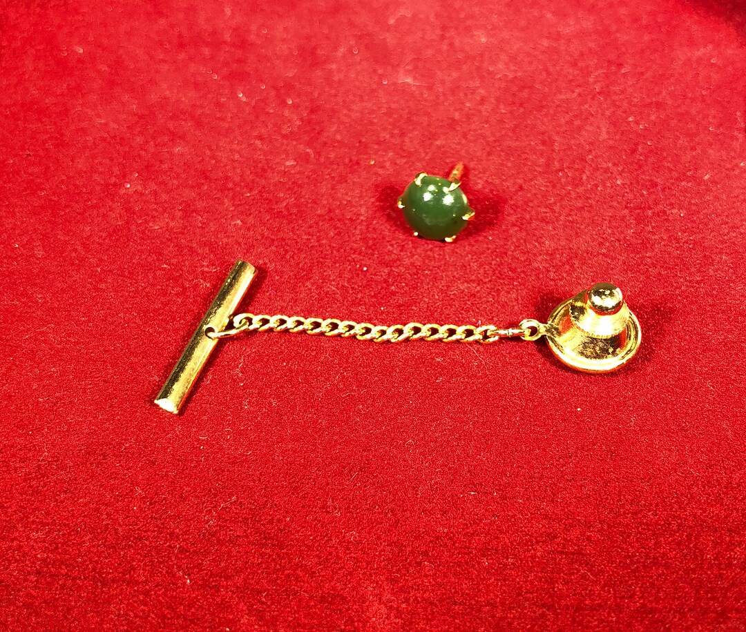 Vintagetie Tackgreengoldchainjewelryaccessoriesround Etsy