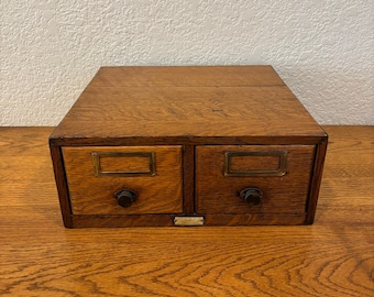 Vintage-Brown-File Cabinet-Library-File Holder-Wood-Home Decor