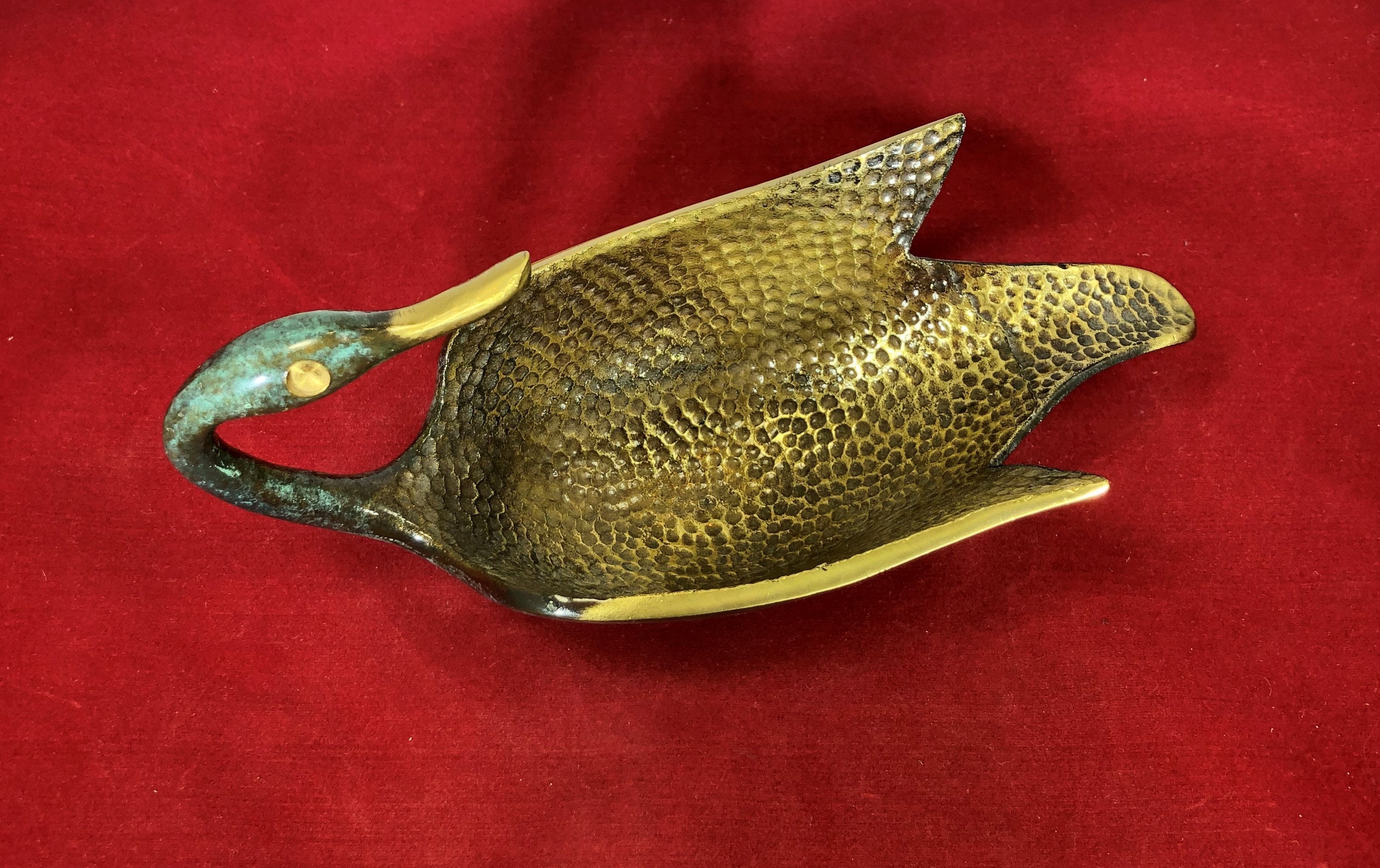 VintageBrassBlueSwanCandy DishBowlHome Decor Etsy