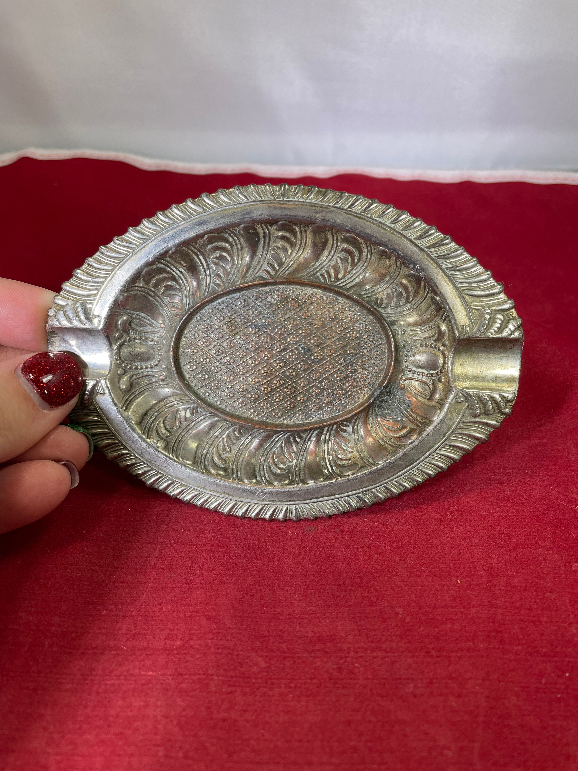 Vintage-ashtray-occupied Japan-metal-oval-home Decor-copper Vintage-ashtray-occupied Japan-metal-oval-home Decor-copper