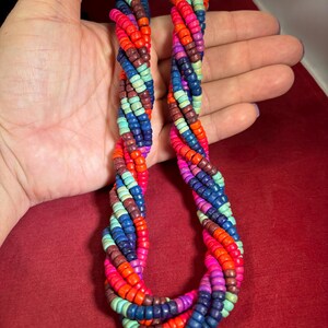 Vintage-Collier-Perles-Rose-Bleu-Vert-Bijoux-Accessoires