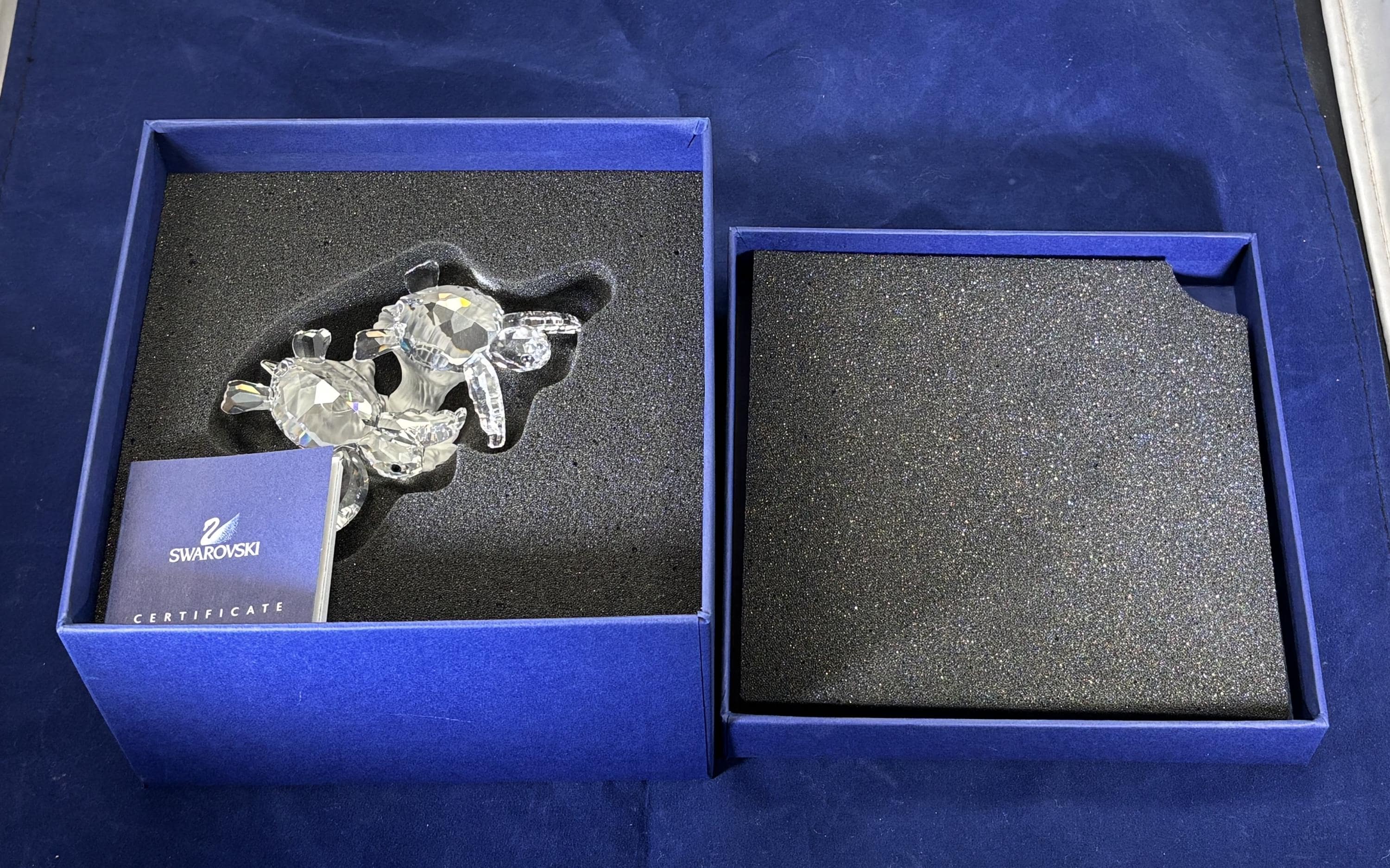 Vintage-swarovski-figurine-baby Sea Turtles-crystal-clear-frosted