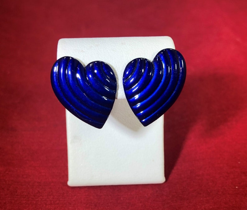 Vintage-Earrings-Stud-Blue-Hearts-Jewelry-Accessories