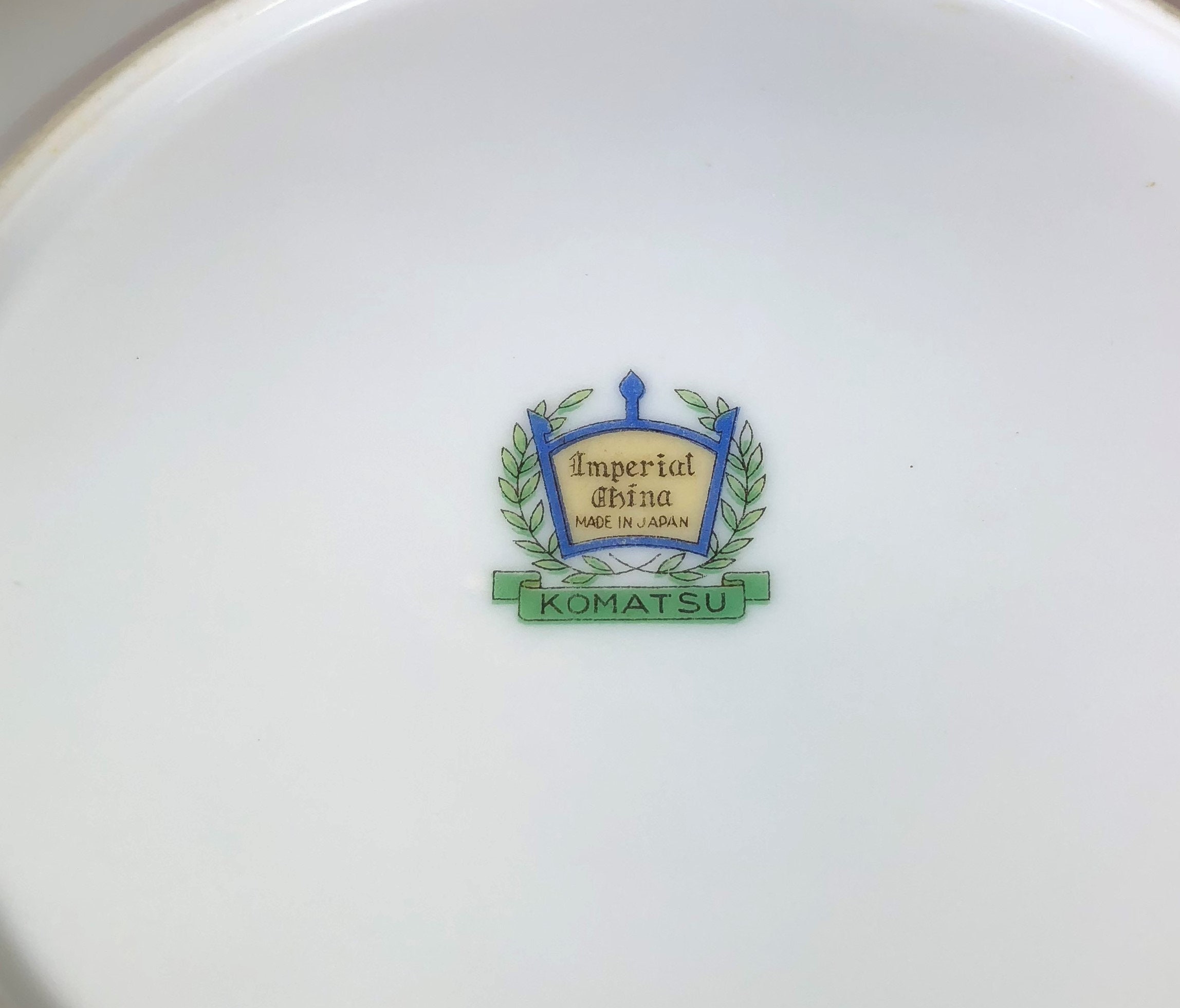 Vintage-plate-imperial China-japan-komatsu-flowers-pink-purple