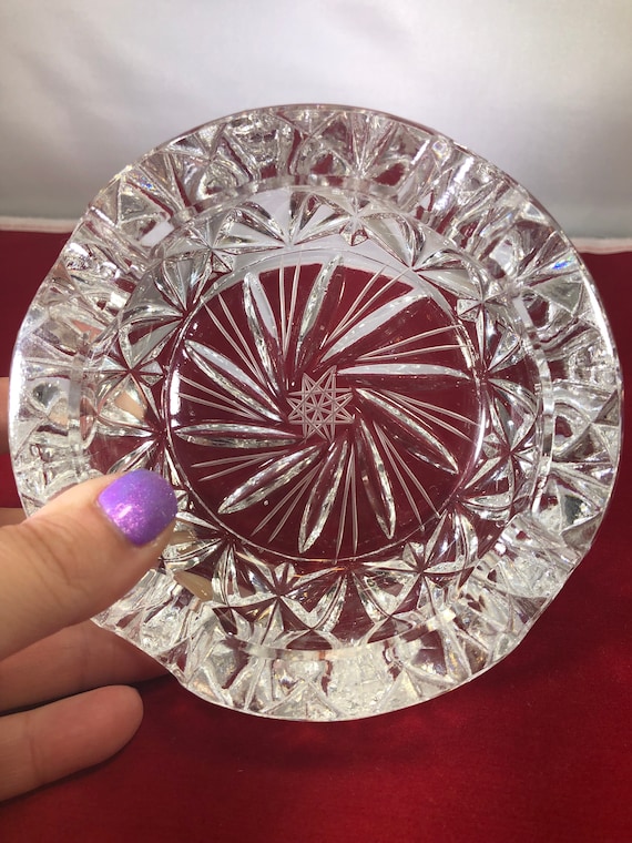 Vintageashtraycrystal8 Point Starheavyclearhome Decor Etsy