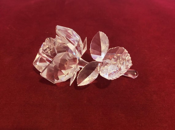 Vintage-swarovski-rose-flower-crystal-clear-figurine-1990