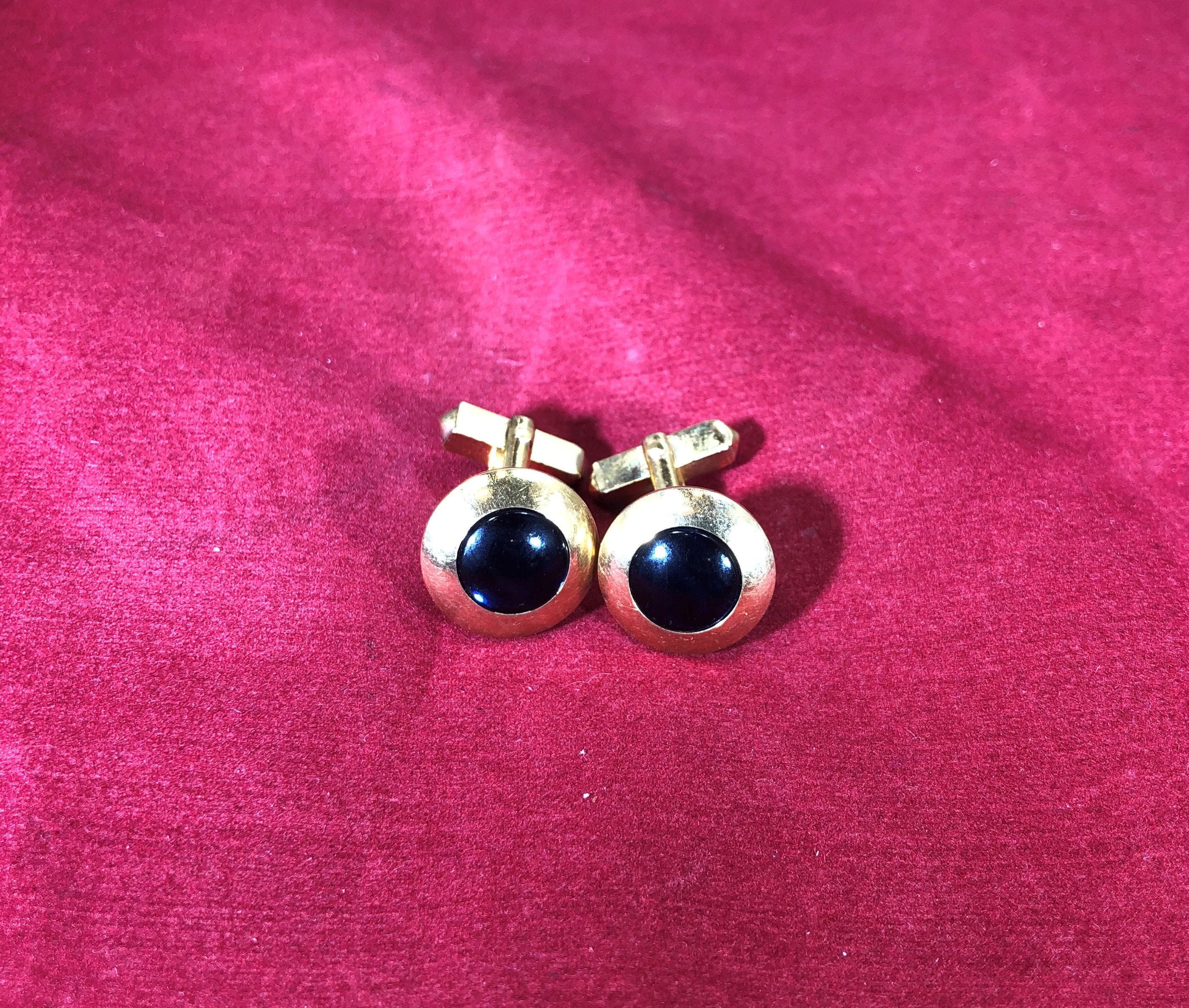 Vintage cuff Links swank blue gold circle 1 40 10k rpg jewelry accessories Etsy Canada