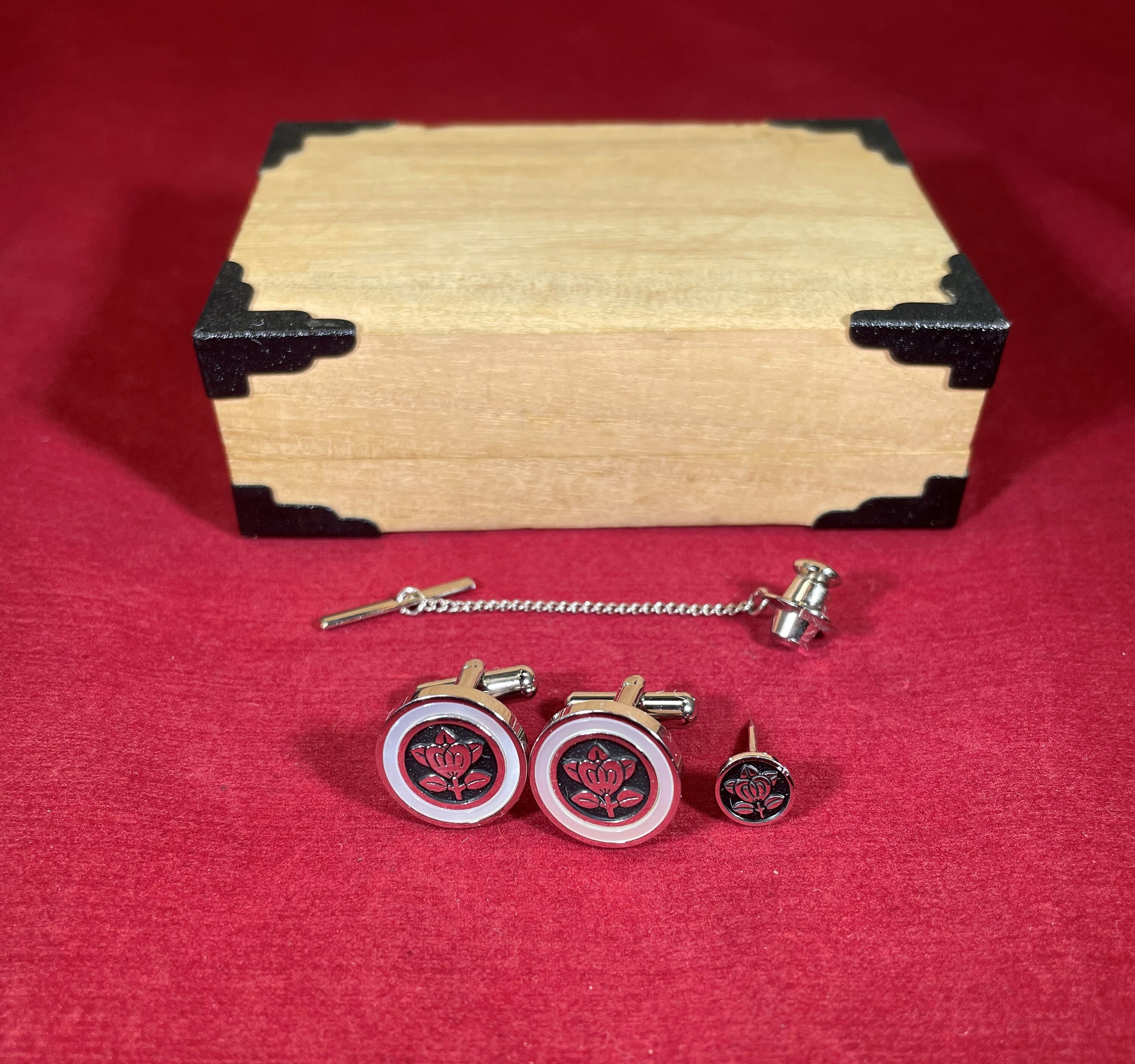 Vintage-tie Tack-cufflinks-sun Eagle-japan-silver-circle-flower