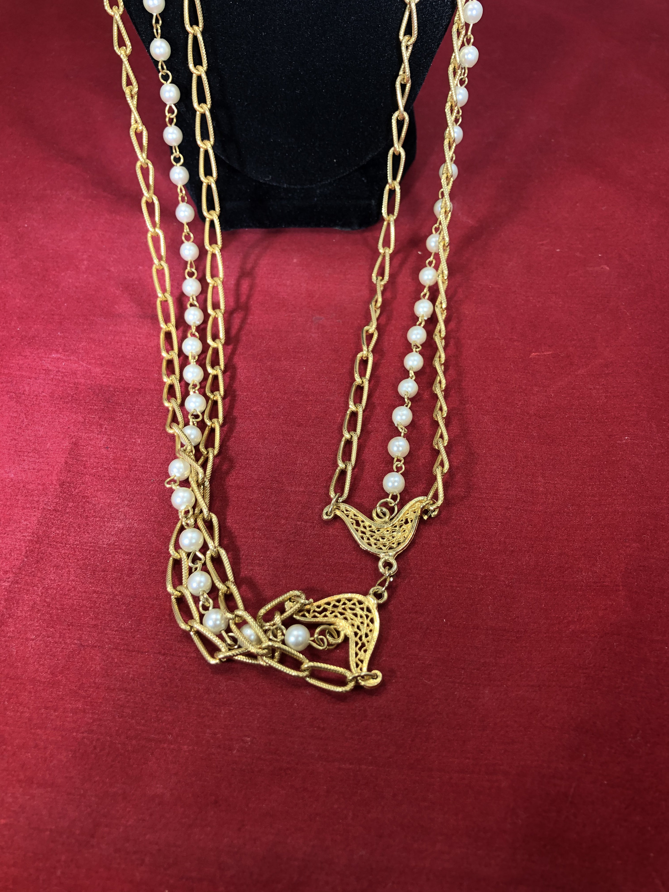 VintageNecklaceFaux PearlsGold Etsy