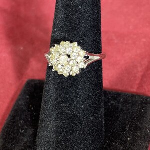 Vintage-Ring-Jewelry-Clear Rhinestones-Silver