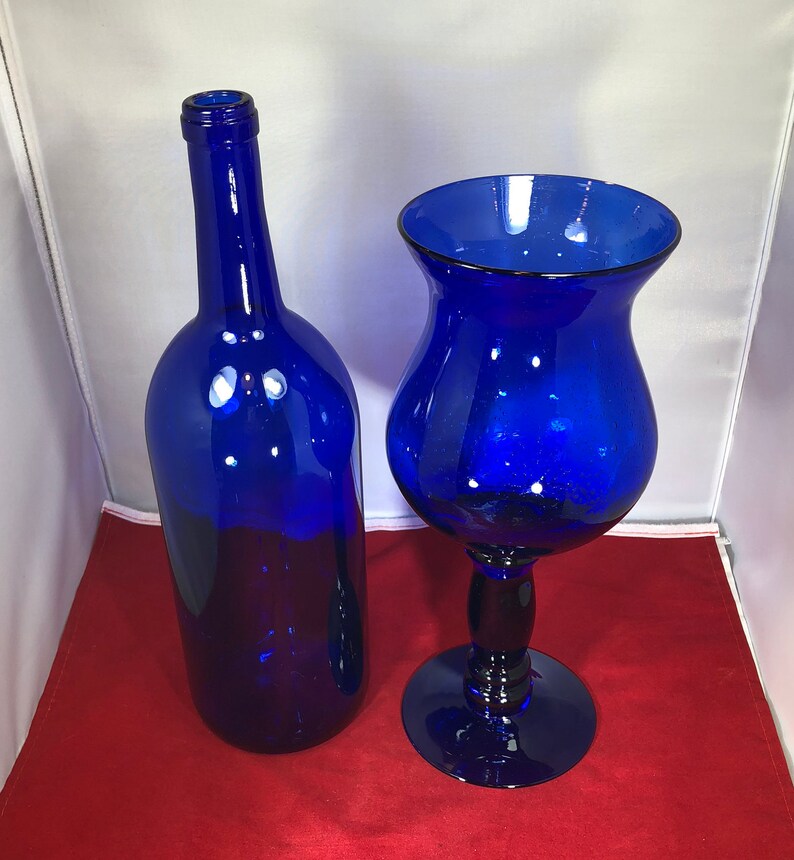 VintageBlueGlassVasesBottlesCobaltGlasswareHome Decor Etsy