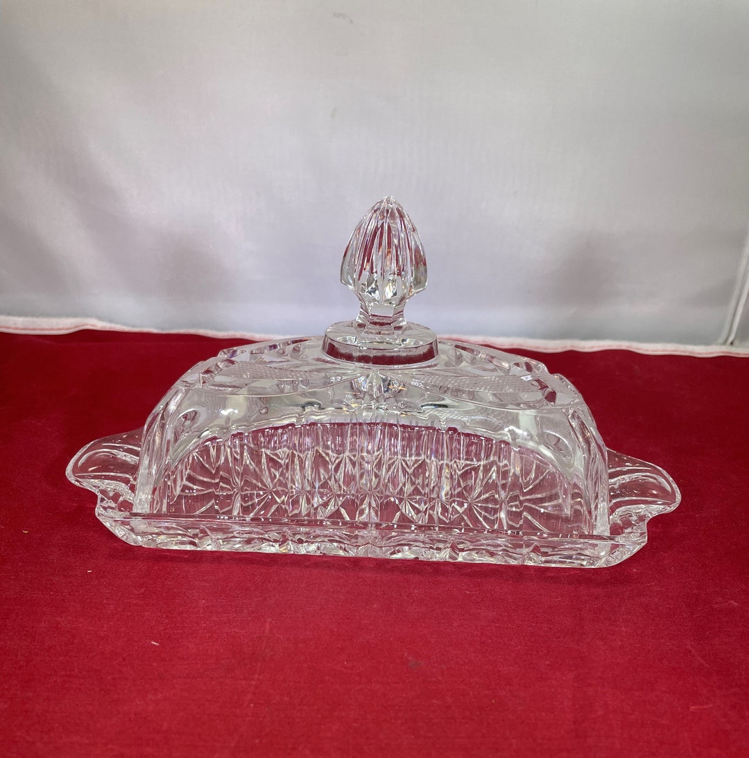 Vintageclearglassbutter Dishlidhome Decorkitchen Etsy