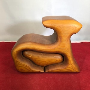 Vintage-Deer-Figurine-Native Redwood-Hand Crafted-Colorado-Trinket Dish-Home Decor