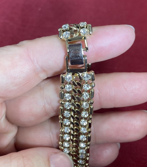 Vintage-Bracelet-Gold-Rhinestone-Jewelry-Accessor… - image 4