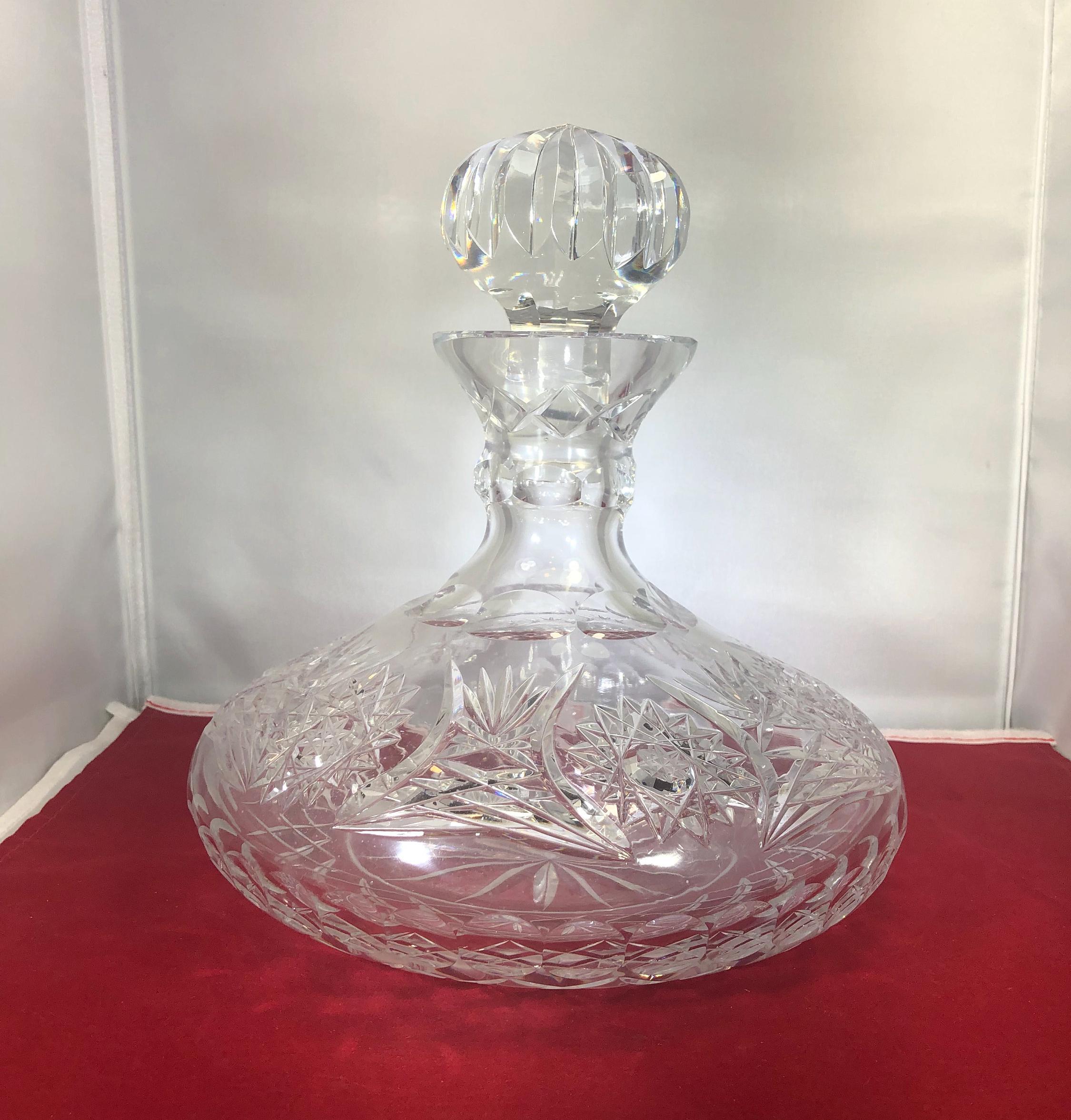 Vintage-decanter-crystal-ships-stopper-star of David-8 Point Star