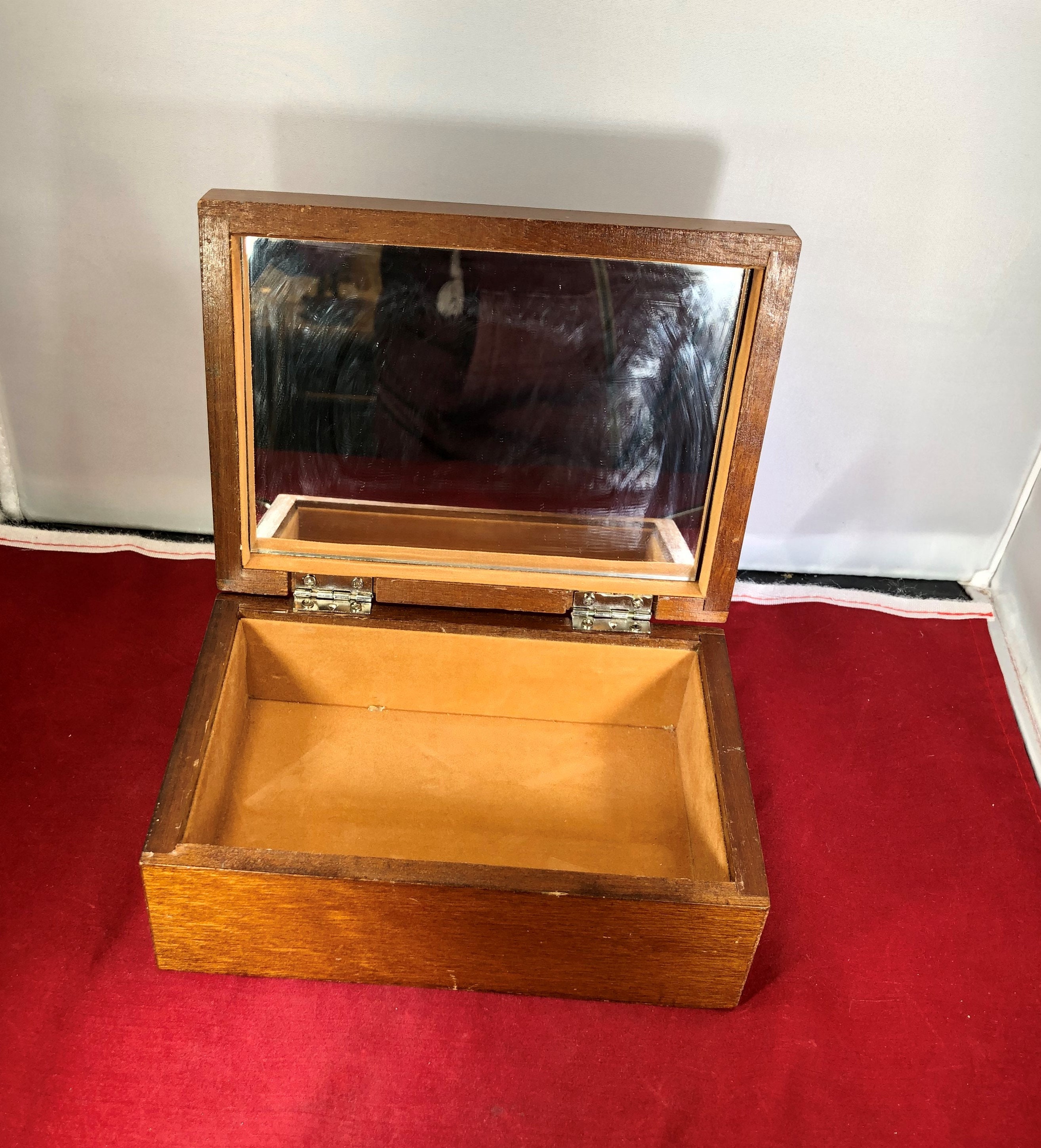 Vintagewood Boxjewelryboxmirrororientalhome Etsy UK