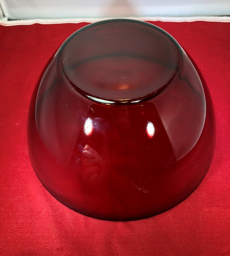 Vintage-Bowl-Red-Glass-Arcoroc-France-Serving Ware-Glassware-Home Decor