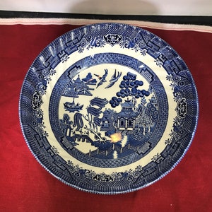Vintage-2-Salad Bowls-Royal Wessex-England-Blue and White-Willow Tree-Serving Ware-Dishware