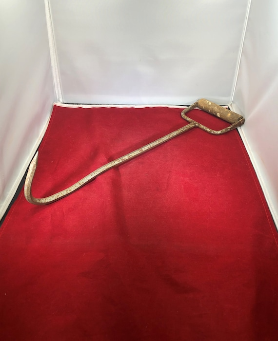 Vintage-primitive Tool-extended Hay Hook-metal-silver-wood Handle