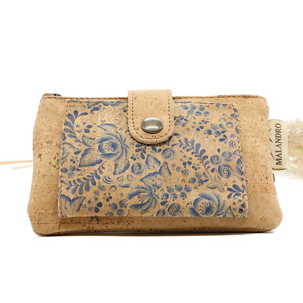 Cork bag "LIVI blue flower" - #cork #purse #wallet #wood #wood #cork #vegan