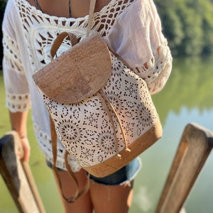 Kork Rucksack "ELEA white"  - #cork #backbag #vegan #nachhaltig #nature #kork #wood #bag