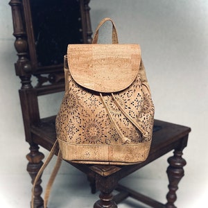 Cork backpack ELEA classic cork backbag vegan sustainable nature kork wood bag image 1