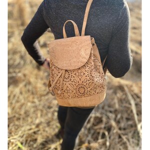 Cork backpack ELEA classic cork backbag vegan sustainable nature kork wood bag image 2